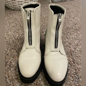 Ivory front zip bootie from SHOE INN